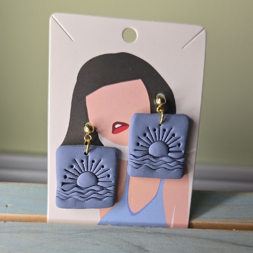 Blue Sunburst Earrings
